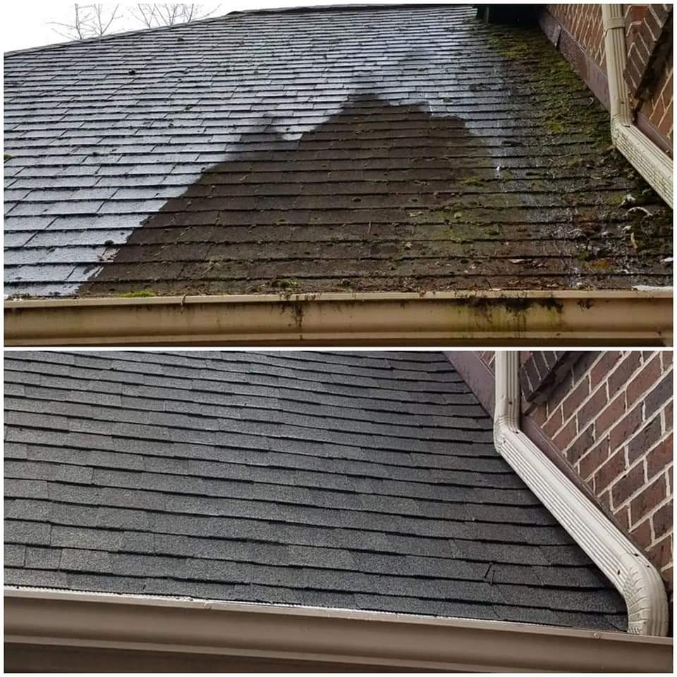 Roof Soft Washing Service Before And After In Ancaster Ontario