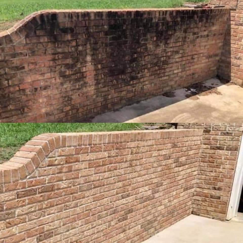 Brick Wall Pressure Washed Before And After Hamilton Ontario