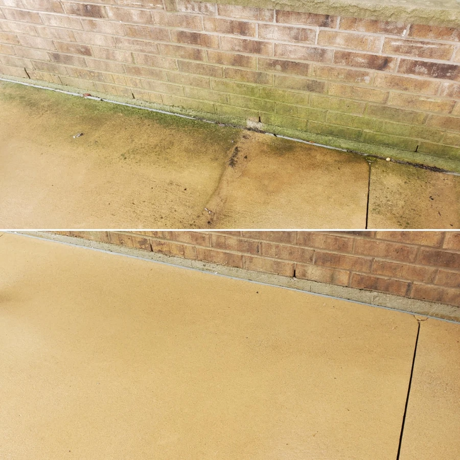 Concrete pool deck after pressure washing in Hamilton